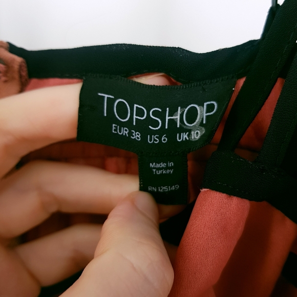 Topshop Pink Chiffon Black Contrast Cut Out Mini - Picture 2 of 11